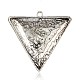 Triangolo argento antico lega placcato occhio di gatto grandi ciondoli PALLOY-J578-01AS-2