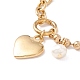 Pulsera de corazón y perlas naturales con 304 cadena de acero inoxidable para mujer STAS-P304-08G-2
