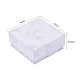 スクエアクラフト厚紙ジュエリーボックス  大理石模様ネックレスペンダントボックス  アクセサリー用  ホワイト  7.5x7.5x3.55cm AJEW-CJ0001-19-3