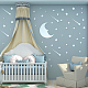 カスタムアクリルウォールステッカー  家の居間の寝室の装飾のため  月と星の模様の正方形  銀  300x300mm  3個/セット DIY-WH0249-040-4