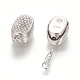 Rhodium Plated 925 Sterling Silver Box Clasps STER-L059-08M-3