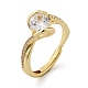 Кольца для женщин с микропаве из латуни и прозрачными кубическими цирконами RJEW-U049-01G-4