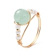 Natural Green Aventurine Wire Wrapped Finger Ring RJEW-TA00022-03-1