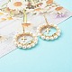 Pearl Beads Brass Dangle Earrings EJEW-JE04568-02-3