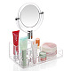 プラスチック製の化粧品収納ディスプレイボックス  ディスプレイスタンド  化粧オーガナイザー  鏡付き  透明  22x13x25.5cm ODIS-S013-20-4