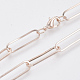 Brass Flat Oval Paperclip Chain Necklace Making MAK-S072-08A-RG-1