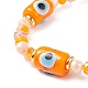 Colonne avec mauvais œil au chalumeau et bracelet extensible en perles de verre pour femme BJEW-JB08634-03-4