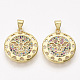 Brass Micro Pave Cubic Zirconia Pendants ZIRC-T012-22G-1