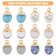 SUPERFINDINGS 12Pcs 6 Styles Electroplated Natural & Synthetic Mixed Gemstone Faceted Oval Charms G-FH0002-15-6