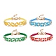 4Pcs 4 Colors Glass Braided Flower Link Bracelets Set for Women BJEW-TA00130-1