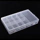 プラスチックビーズ保管容器  9コンパートメントオーガナイザーボックス  長方形  透明  24.5x14.5x3.5cm  コンパートメント：14x6.5x3cm＆6.8x3.7x3cm CON-R014-03-3