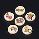 2-Hole Wooden Printed Buttons WOOD-S040-51-1