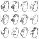 12Pcs 12 Constellation 304 Stainless Steel Open Cuff Rings Set for Women RJEW-TZ0001-02-1