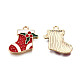 ゴールデン合金エナメルペンダントメッキ  クリスマスのために  クリスマスの靴下  カドミウムフリー＆鉛フリー  レッド  19x17.5x2.5mm  穴：2mm X-ENAM-T009-93-RS-1