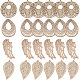 SUNNYCLUE 24pcs 4 Styles Natural Uprinted Wood Big Pendants Hollow Fan Flower Shape Christmas Ornaments with Hole for Jewellery Necklace Craft Making Supplies Projects Decorations WOOD-SC0001-06-3