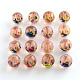 Flower Picture Transparent Glass Round Beads GFB-R004-14mm-M18-1