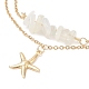 Perles de pierre de lune blanche naturelle et breloques étoile de mer bracelet double couche multi-rangs AJEW-AN00511-01-2