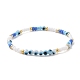 3 pièces 3 style graine de verre & abs plastique perle & mauvais œil perlé bracelets extensibles ensemble BJEW-JB09358-4