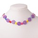 Resin Flat Round Button Jewelry Sets: Bracelets/Necklaces & Ear Studs SJEW-JS00793-6
