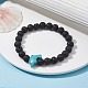 Natural Lava Rock & Synthetic Turquoise Dolphin Beaded Stretch Bracelets BJEW-JB09826-01-2