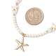 Ожерелье из круглой бусины с подвеской в виде морской звезды из нержавеющей стали 304 NJEW-JN05505-02-4