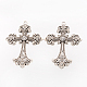 Alliage strass croix gros pendentifs gothiques X-ALRI-1475-RS-1