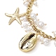 Shell Pearl & Starfish & Shell Charm Bracelets BJEW-TA00412-2