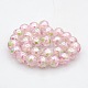 Pearlized Handmade Inner Flower Lampwork Round Bead Strands LAMP-J041-10mm-01-1