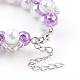 (vente d'usine de fêtes de bijoux) bracelets de perles rondes en verre nacré BJEW-JB03306-02-3