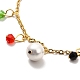 Colorful Glass Beads & 304 Stainless Steel Charm Anklet with Cable Chains for Women AJEW-C021-14G-3