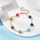Bracelet à maillons en perles rondes avec pierres précieuses naturelles et synthétiques mélangées BJEW-JB09971-2