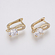 Brass Micro Pave Cubic Zirconia Hoop Earring Findings with Latch Back Closure ZIRC-K075-36G-1