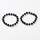 Natural Black Agate Beads Stretch Bracelets BJEW-Z007-B-01-1