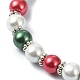 Bracelet extensible à perles rondes en perles de verre colorées BJEW-JB09783-5