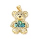 Rack Plating Brass Micro Pave Cubic Zirconia with Synthetic Opal Pendants KK-D088-37G-2