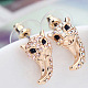 18K Real Gold Plated Alloy Austrian Crystal Leopard Stud Earrings EJEW-DD0001-50C-2