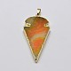 Electroplated Natural Dyed Agate Triangle Plated  Big Pendants G-P077-51C-2