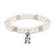 ABS Plastic Imitation Pearl  & Rhinestone Beaded Stretch Bracelet with Alloy Charm for Women BJEW-JB08526-02-1