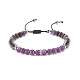 Natural Gemstone & Synthetic Hematite Braided Bead Bracelet for Women BJEW-JB08181-4