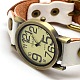Relojes de pulsera de cuero de reloj de cuarzo antiguo de aleación de bronce retro de los hombres de moda WACH-M097-02-2