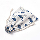 ポリコットン（ポリエステルコットン）パッキングポーチ巾着袋  印刷された鯨形  スチールブルー  18x13cm ABAG-S003-02D-3