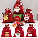 Wadorn® 6pcs 3 sacchetti di imballaggio in lino a tema natalizio ABAG-WR0001-02-5