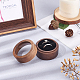 FINGERINSPIRE Walnut Wooden Ring Box (Coffee 5x3.6cm) Round Walnut Ring Organizer with Clear Window Jewelry Ring Box with Two Slots Black Velvet for Proposal CON-WH0072-88-5