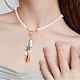 Natural Shell & Starfish Long Drop Pendant Necklace NJEW-SW00011-4