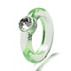 透明アクリル指輪  薄緑  usサイズ7 1/2(17.7mm) RJEW-T010-07B-2