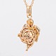 Golden Plated Brass Pendant Necklaces NJEW-J040-G-3