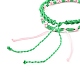 2本2色ピーチブロッサム編組コードブレスレット  女性のための友情幸運な調節可能なブレスレット  春の緑  内径：2-1/4インチ（5.6cm）〜4-1/4インチ（10.9cm） BJEW-JB07610-04-5