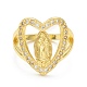 Прозрачное сердце из кубического циркония с кольцом-манжетой Девы Марии RJEW-C047-04G-2