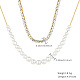 Imitation Pearl Beaded & Cubic Zirconia Tennis Chains Double Layer Necklace OU1431-2-3