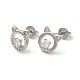 Clear Cubic Zirconia Hollow Out Cat Stud Earrings EJEW-F301-14-2